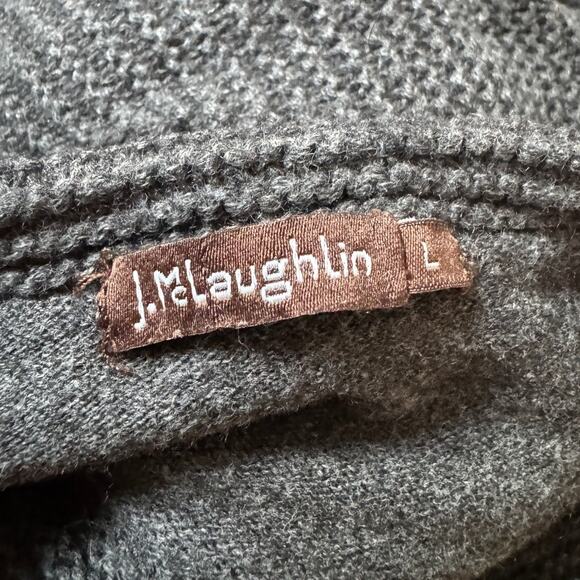 J Mclaughlin Sweater Ribbed Pullover Mock Neck Dark Gray Classic Preppy Womens L - Picture 2 of 6